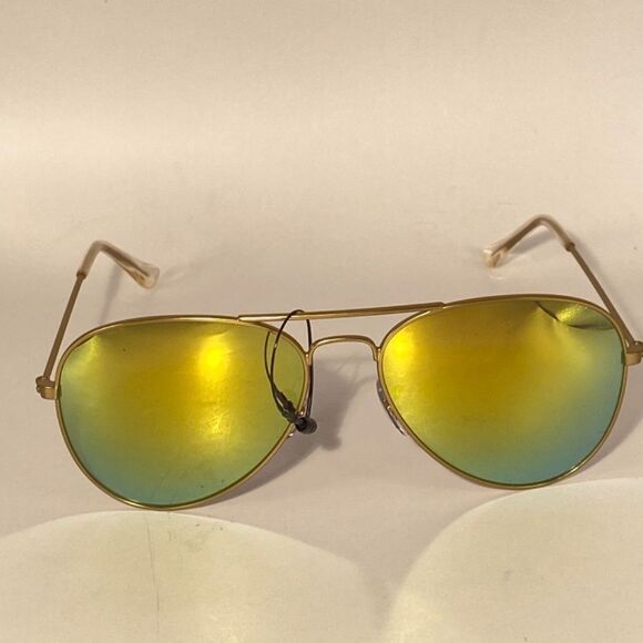 1027 Gold Aviator Sunglasses Gold Mirrored Lenses NWT - Picture 2 of 8